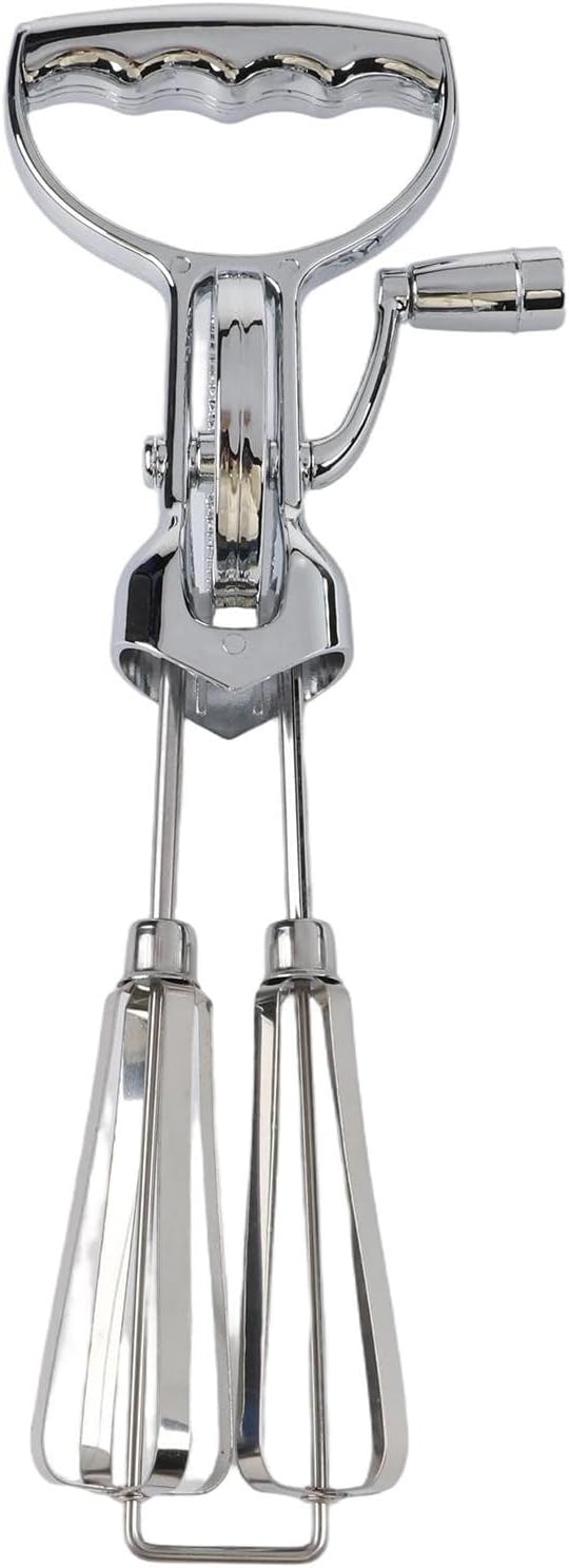 Hand Crank Kitchen Mixer Stainless Steel Manual Mixing Tool Adjustable Speed Easy Clean Large Small Size For Eggs Dough Cream Baking Cooking(large)