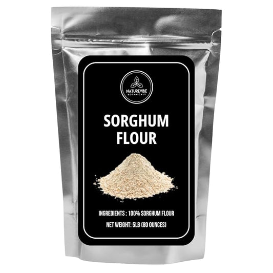 Naturevibe Botanicals Sorghum Flour 5 lb | 100% Whole Grain Gluten-Free Flour | Non-GMO, Stone-Ground | Mild Flavor | Ideal for Baking, Rotis, Bread, Pancakes & Healthy Cooking