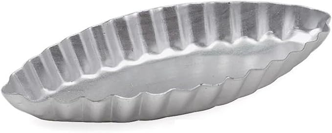 12Pcs 4.72 Inch Aluminum Fluted Boat Tart Pan, Mini Oval Tartlet Mold for Egg Tarts, Quiches, Cheesecakes, Wavy Tartlet, Fruit Tats - Silver