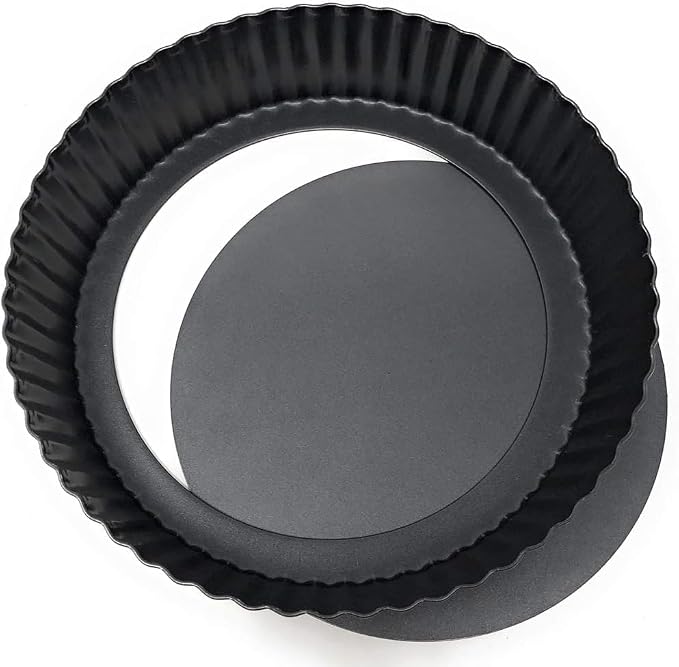 7.87 Inch Deep Dish Pie Pan with Removable Bottom - Fluted Carbon Steel Tart Pan for Quiche Lorraine & Pies - Crispy Crust Baking Dish for Home Bakers