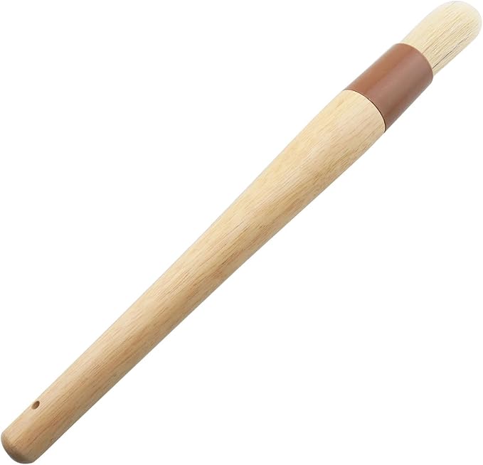 TAODAN Round Natural Boar Bristle Cake/Biscuit/Oil Brush Kitchen Baking Tool for Spreading Marinades/Sauces/Butter