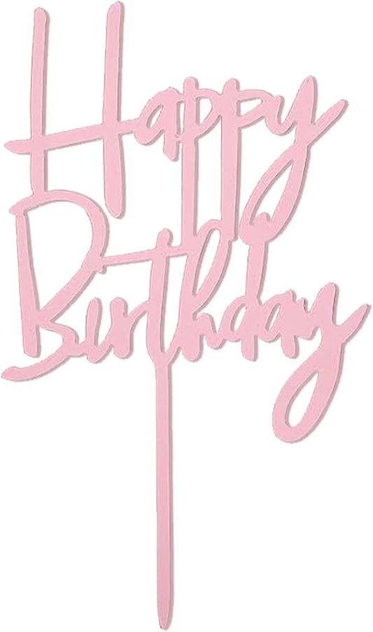 ZHENGYE Acrylic Happy Birthday Cake Topper Decoration Cupcake Topper For Birthday Party Decorations Supplies(Rose Gold 22)