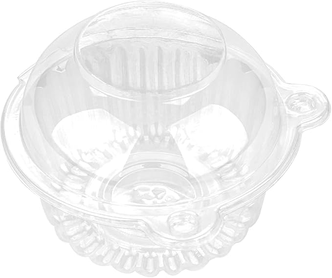 i-CHONY Individual Cupcake Container - 100pcs Cupcake Holder Plastic Disposable Clear Dome Single Cupcake Carrier Holder Muffin Individual Small Container Cases Box Cups