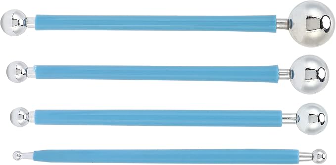 Set of 4 Cake Decorating Metal Tools fit for Fondant Modeling and Baking Projects Stainless Steel Sculpting Kit