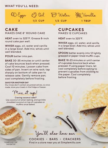 Simple Mills Almond Flour Baking Mix, Vanilla Cupcake & Cake Mix - Gluten Free, Plant Based, Paleo Friendly, 11.5 Ounce (Pack of 2)