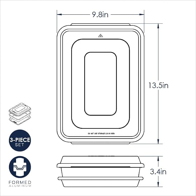Nordic Ware Naturals Quarter Sheet 9x13 and Lid Baking Set, USA Made Aluminum Commercial Quality Sheet Pans, Encapsulated Galvanized Steel Rim for Warp Prevention, 3pc Bakers Set (Pack of 4)