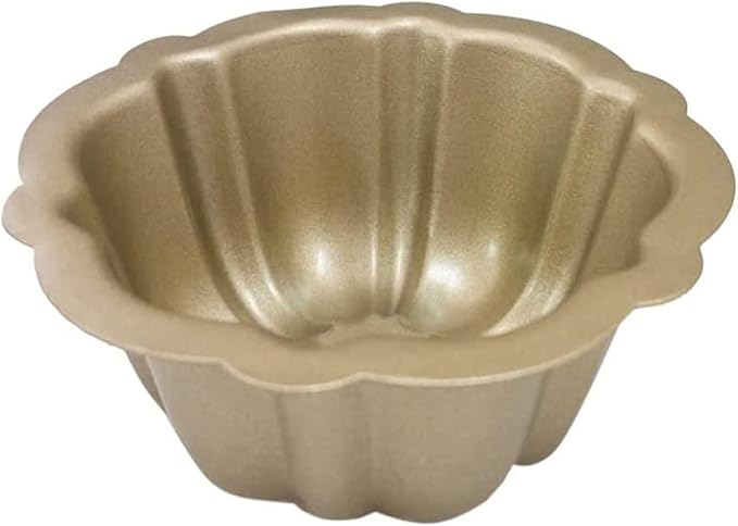 4 Pack Mini Cake Pan, 4 Inch Nonstick Fluted Tube Cake Pans, Black Carbon Steel Fluted Cake Mini Oven Baking Mold Metal Round Pumpkin Shaped Cake Mould for Cupcake,Muffin,Brownie,Pudding - Gold