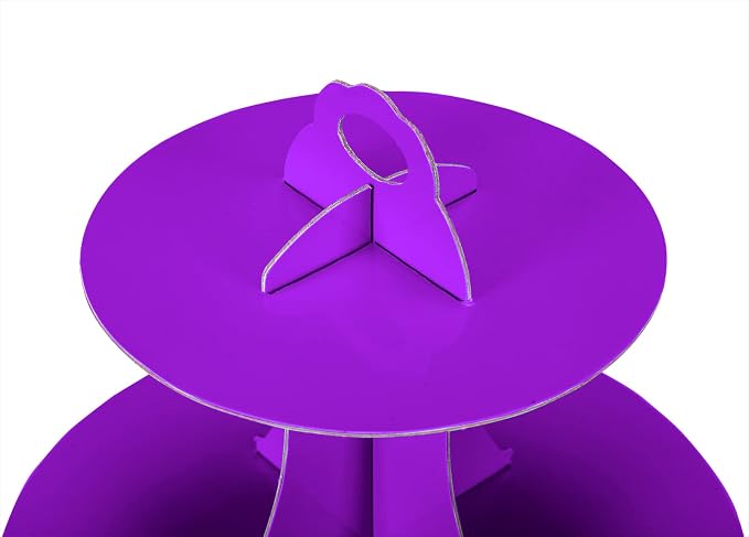 YLDW Cupcake Stand 2Pcs, 3-Tier Cupcake Stand Display, Cardboard Cup Cake Tower Stand, Disposable Dessert Stand for Birthday Tea Party Baby Shower Treat Decorations, Purple