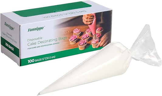 Disposable Piping Bags, 12 Inch Cake Decorating Bags, Anti-Burst Pastry Bags for Cakes and Cookies, Pack of 100