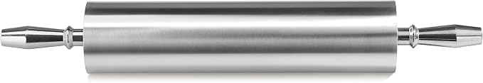 New Star Foodservice 13 Inch Aluminum Rolling Pin, Extra Heavy Duty Restaurant Grade Dough Roller with Rotating Barrel and Handles, Silver