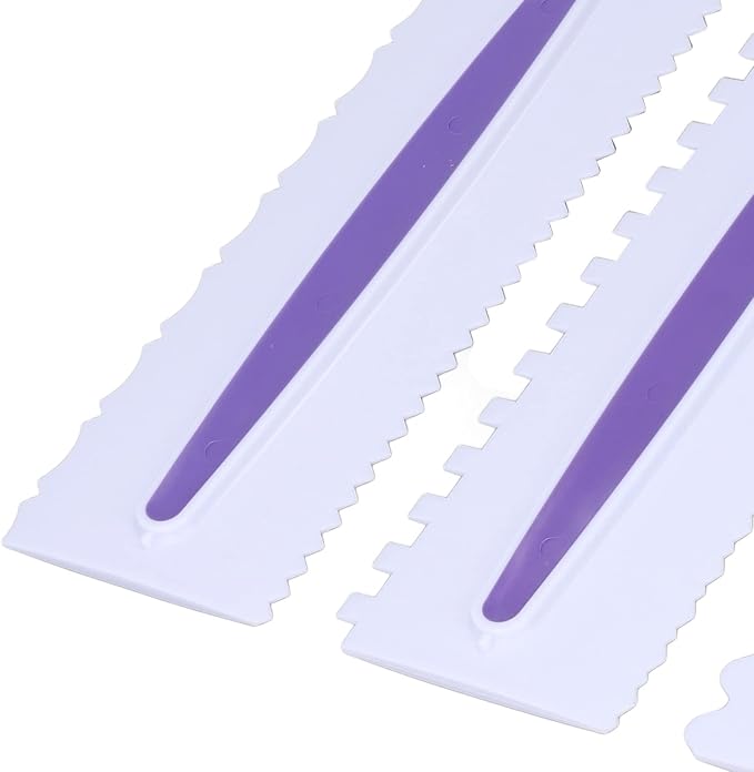 3 Pack Cake Scraper Set Plastic Icing Smoother with Glossy Finish for Cake Decorating Edge Design