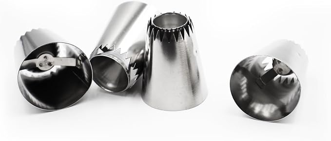 Large Piping Tips Set 4PCS Stainless Steel Russian Icing Nozzles for Cake Decorating, Cupcakes, Cookies, Frosting and Baking