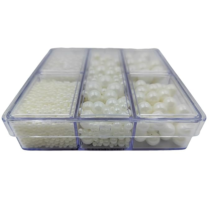 White Pearl Sprinkles for Cake Decorating, 4 Sizes Mix Size, Edible Pearls for Cupcake Topper, Ice Cream, Donuts, Baking Decoratings (2mm, 4mm, 7mm, 10mm)
