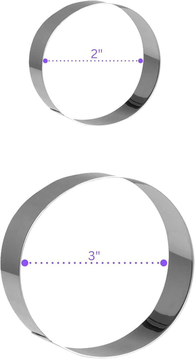 Bakerpan Stainless Steel Round Cookie Cutter Set, Circle Cookie Cutters, Biscuit Cutters (2 Inch & 3 Inch)