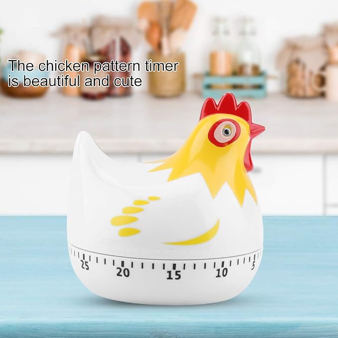 Joyzan Chicken Cartoon Kitchen Timer, Chick Hen Pattern Baking Countdown Mechanical Rotating Loud Alarm Mini Counters Timing Reminder Lovely Cute Manual Egg Animal Time Management Clock Home Study