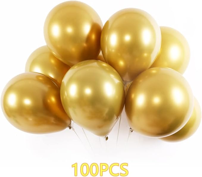 Gold Metallic Balloons 100pcs 12 Inch Helium Balloons for Birthday Graduation Baby Shower Wedding Anniversary Party Decorations