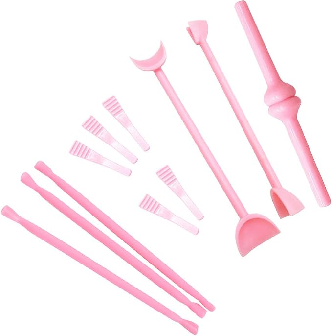 Cabilock 11-Piece Fondant Cake Carving Tools Set with Soft Flexible Tips for Detailed Pastry Sculpting Sugar Craft Lace Printing Moulds Perfect for Home Kitchen Baking