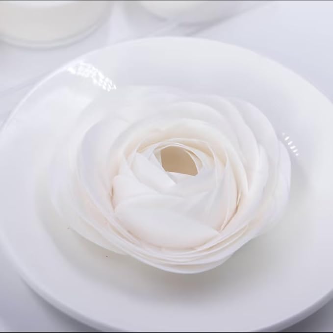 60PCS/80PCS Wafer Paper Round Pieces 3D Spherical Cake Edges Rice Paper Swan Rose Flower Round Cupcake Decoration Inserts (80, White, Large)
