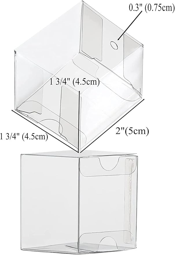 RomanticBaking 100 Pack 1 3/4" x 1 3/4" x 2" individul Single Cake Pop Box With Hole Small Gift Boxes Mini Plastic Boxes Treat Boxes Candy Boxes