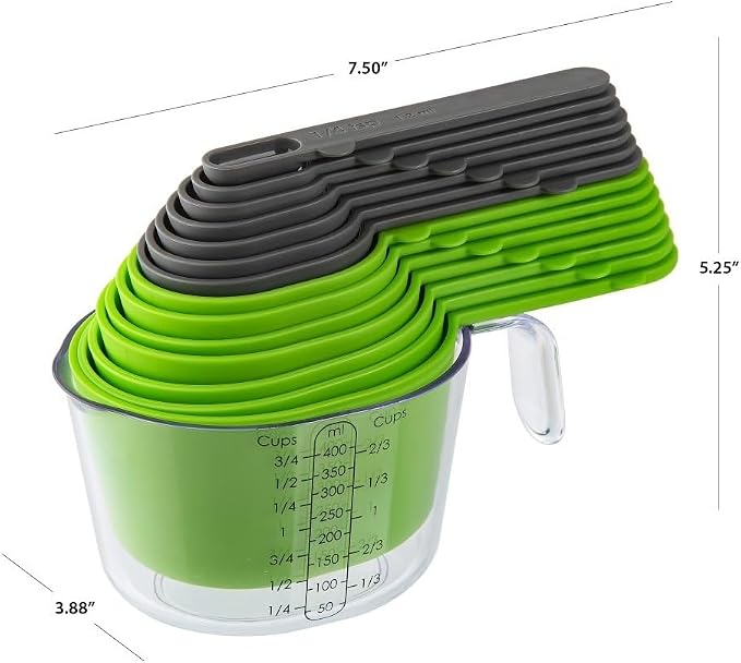 15 Piece Measuring Cups and Spoons Set with Magnetic Handles | BPA-Free Materials, Dishwasher Safe, Nested Design, 8 Cups & 7 Spoons, Compact Storage