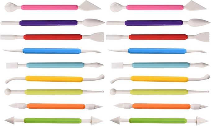 Cabilock 18pcs Fondant Modeling Set Cake Decorating Tools Polymer Clay Sculpting Tools Baking Sculpting Kit for Sugarcraft and Cookie Decoration
