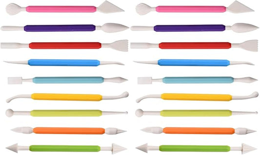 Cabilock 18pcs Fondant Modeling Set Cake Decorating Tools Polymer Clay Sculpting Tools Baking Sculpting Kit for Sugarcraft and Cookie Decoration