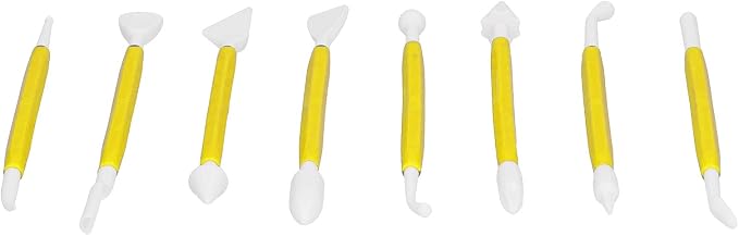 Tbest Cake Fondant Tools Set 8 Piece Yellow Decoration Kit | Pastry Filling Decoration, Modeling tools for Baking, Plastic Material, Kitchen Diy Use