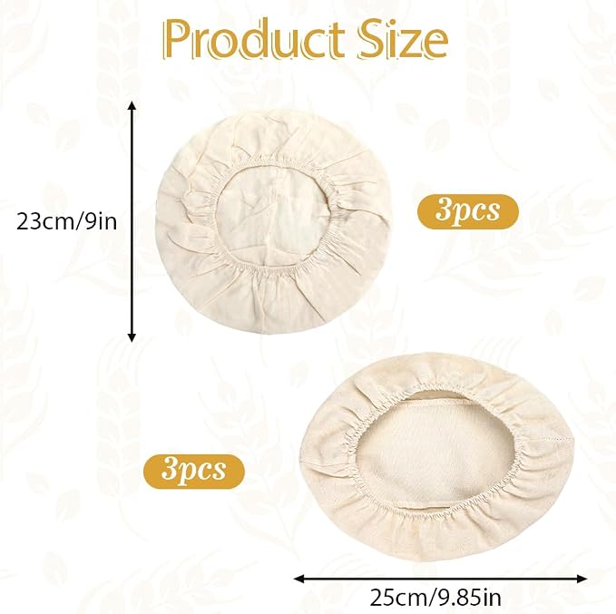 Bread Basket Liner Cloth 3 PCS 10 Inch Oval &3 PCS 9 Inch Round Bread Proofing Basket Cloth Liner Natural Rattan Banneton Basket Liner Proofing Cloth Baking Dough Basket Cover for Home Baking Supplies