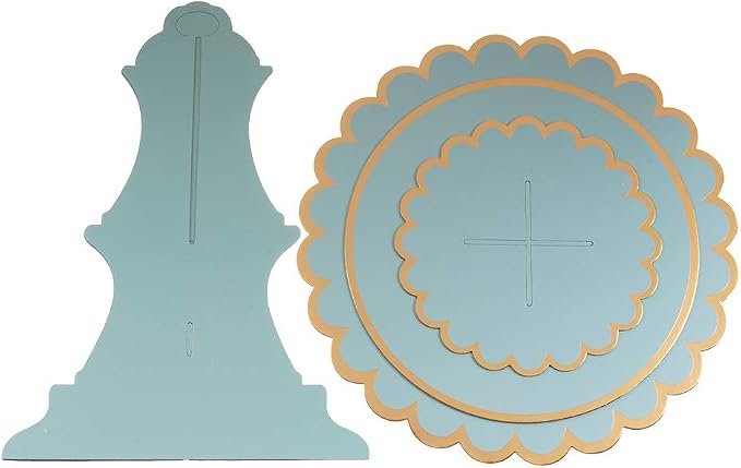 YLDW Cupcake Stand with Lace Trim, 3-Tier Cupcake Stand Display, Cardboard Cup Cake Tower Stand, Disposable Dessert Stand for Birthday Tea Party Baby Shower Treat Decorations, Mint Blue