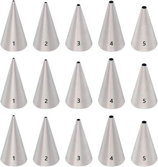 GSHLLO 15 Pcs Small Round Cake Decorating Tips Stainless Steel Piping Tips Set Small Detail Icing Tips Metal Cupcake Frosting Nozzles Cream Pastry Nozzles Baking Tools for Birthday Wedding