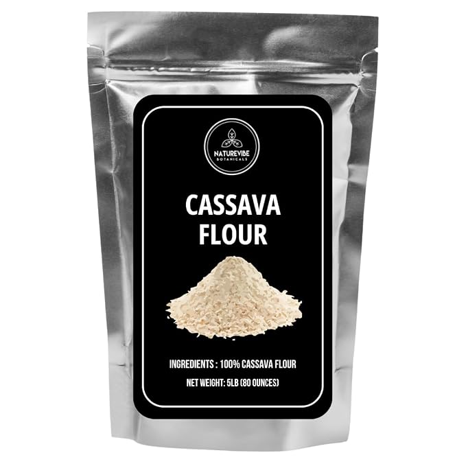 Naturevibe Botanicals Cassava Flour 5 lb | Grain-Free, Gluten-Free Flour | Non-GMO, Fine Texture | Paleo & Vegan Friendly | Ideal for Baking, Tortillas, Bread, Pancakes & Cooking