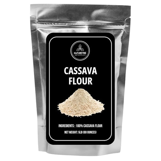 Naturevibe Botanicals Cassava Flour 5 lb | Grain-Free, Gluten-Free Flour | Non-GMO, Fine Texture | Paleo & Vegan Friendly | Ideal for Baking, Tortillas, Bread, Pancakes & Cooking