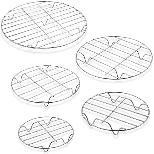 Patelai 5 Pieces Round Cooling Rack Circular Wire Rack 12/10 / 9/7 / 6 Stainless Steel Round Baking and Cooling Steaming Cake Rack