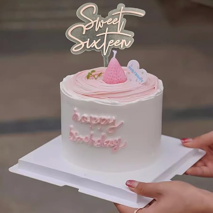 Happy 16th Birthday Cake Topper, Happy Sweet 16/Cheers to 16 Years, Funny 16th Birthday Party Decorations Supplies for Boys Girls/16Years Anniversary Wedding Party Cake Decor