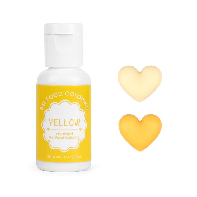 Oil Based Food Coloring for Chocolate, 20ml Edible Yellow Oil Based Food Coloring Gel for Cake Decorating, Sugar, Candy Melts, Baking, Cookies, Icing Frosting, Meringues, Cream- 0.7 Fl. Oz(Yellow)