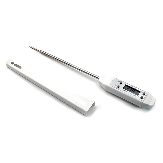 Meat Thermometer, Digital Food Thermometer Instant Read with 120mm Long Probe, Automatic Calibration, Kitchen Cooking Thermometer for BBQ, Grill, Deep Fry, Water Temperature (White)