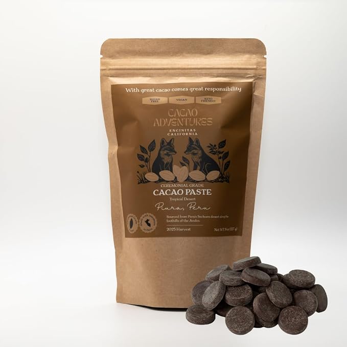 Cacao Adventures Ceremonial Cacao Coins, Tropical Desert Peru, 8 oz