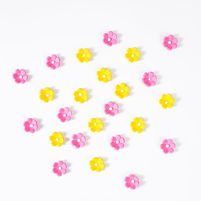 Edible Flowers Cake Decorations 48 Count Pink Yellow Blossoms Royal Icing Decorations Daisy Sugar Wedding Flowers for Baking Cupcakes Ice Cream Waffles Cookies Birthday Cake