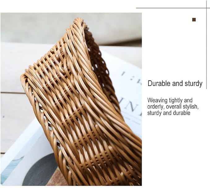 Ochine Vintage Multipurpose Handwoven Rattan Storage Basket, Wicker Basket Picnic Basket, Handmade Woven Nesting Bread Baskets for Organizing, Serving, Kitchen, Bedroom, Bathroom