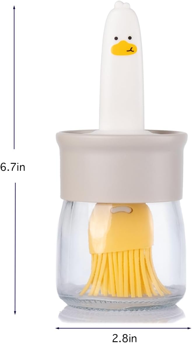 6.8oz Oil Dispenser Bottle with Brush for Kitchen, Basting Bottle, Silicone Basting Brush, for Cooking BBQ Kitchen, White