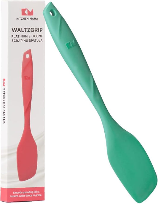Kitchen Mama WaltzGrip Platinum Silicone Scraping Spatula, Teal | Heat Resistant, Seamless, Non Stick, Flexible Bowl Scraper, For Mixing, Baking, Stirring