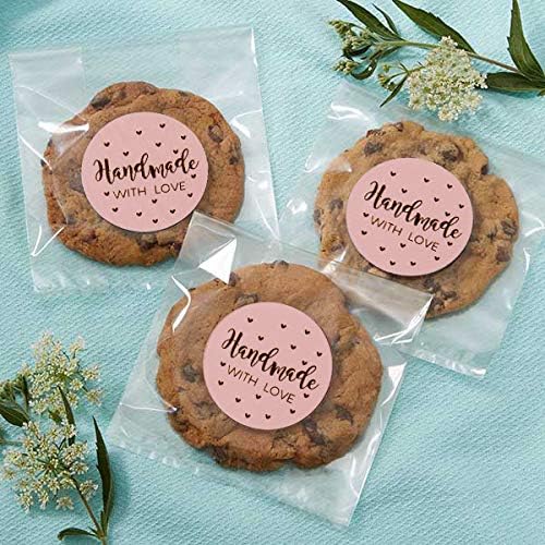 WRAPAHOLIC 2 Inch 500 Total Labels - Handmade Business Gift Sticker - Pink with Gold Foil Sticker for Shopping Small Shop Handmade