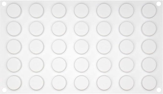 Funshowcase Mini Round Disc Silicone Mold Tray per Cavity 0.9x0.9x0.4inch 35 Cavities