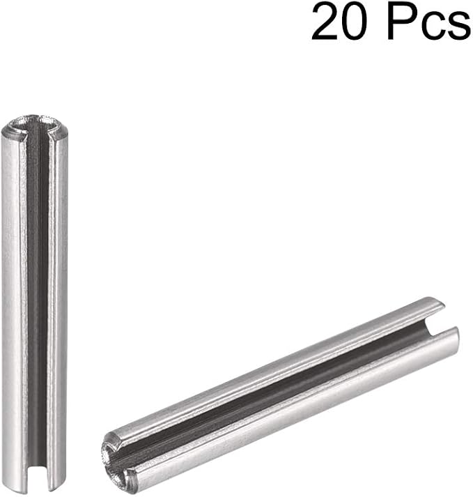 uxcell Slotted Spring Pin - M3 x 14mm 304 Stainless Steel Split Spring Roll Dowel Pins Plain Finish 20Pcs