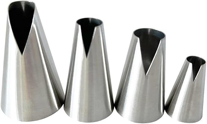 4 Pieces Russian Piping Tips Set, Stainless Steel Icing Tips, V-shaped Wave Cake Decorating Nozzles Icing Tips for Pastry Cupcakes Cakes Cookies Decorating, Baking Icing Tools