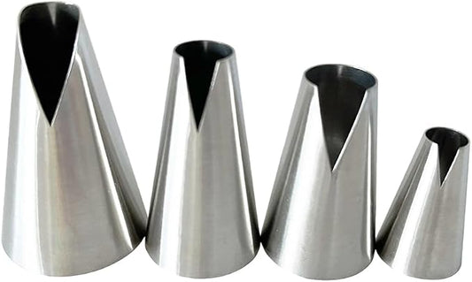 4 Pieces Russian Piping Tips Set, Stainless Steel Icing Tips, V-shaped Wave Cake Decorating Nozzles Icing Tips for Pastry Cupcakes Cakes Cookies Decorating, Baking Icing Tools