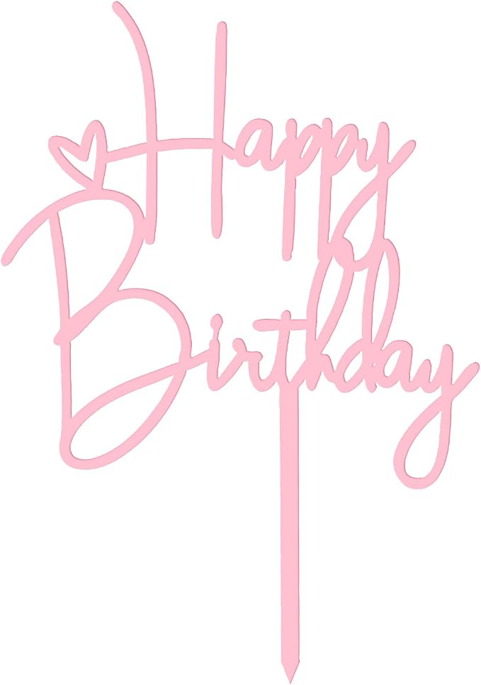 2pcs Happy Birthday Cake Toppers Pink Happy Birthday Cake Decorations Birthdays Decorations Birthdays Cake Supplies for Celebrating Anniversary Party