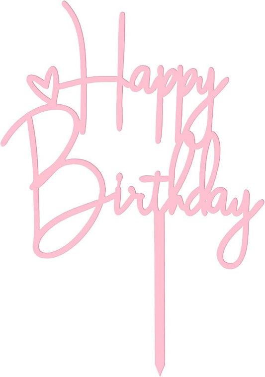 2pcs Happy Birthday Cake Toppers Pink Happy Birthday Cake Decorations Birthdays Decorations Birthdays Cake Supplies for Celebrating Anniversary Party