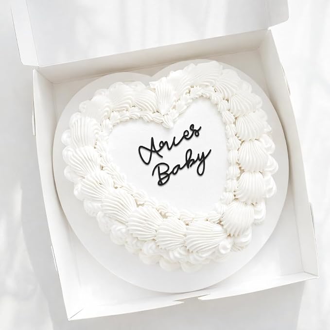 Aries Cake Topper – Zodiac Birthday Decoration for Aries Season, Horoscope Party Supplies for Baby or Adult Birthday (Aries Baby black)