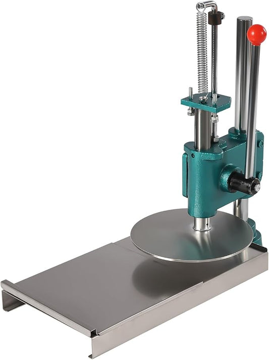 Manual Pizza Dough Press Machine，Pizza Pastry Press Machine w/Dual Plates， Household Dough Pastry Press Machine w/Cast Iron Base，Stainless-Steel Pizza Press w/ 0.2" Thick Disc .(7.9/9.5in) (7.9in)